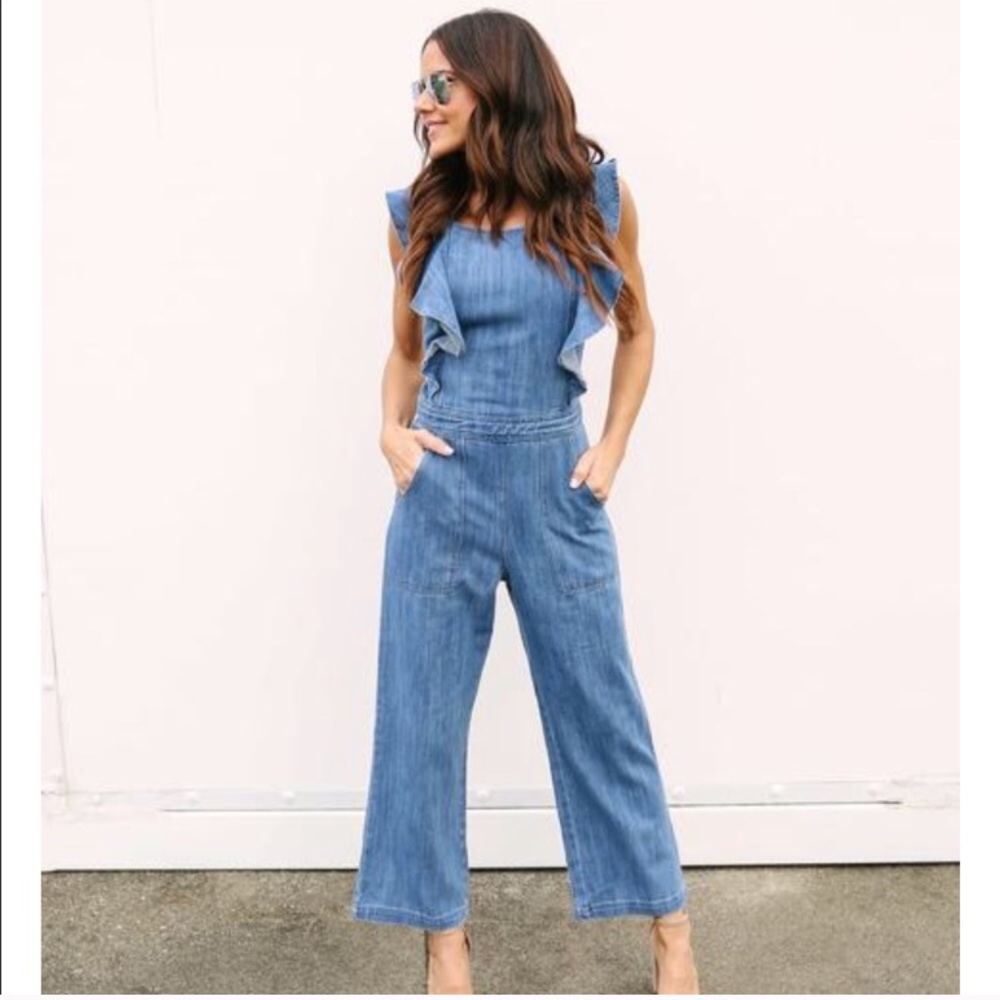 Ruffle Denim Jumpsuit, NWT!!!